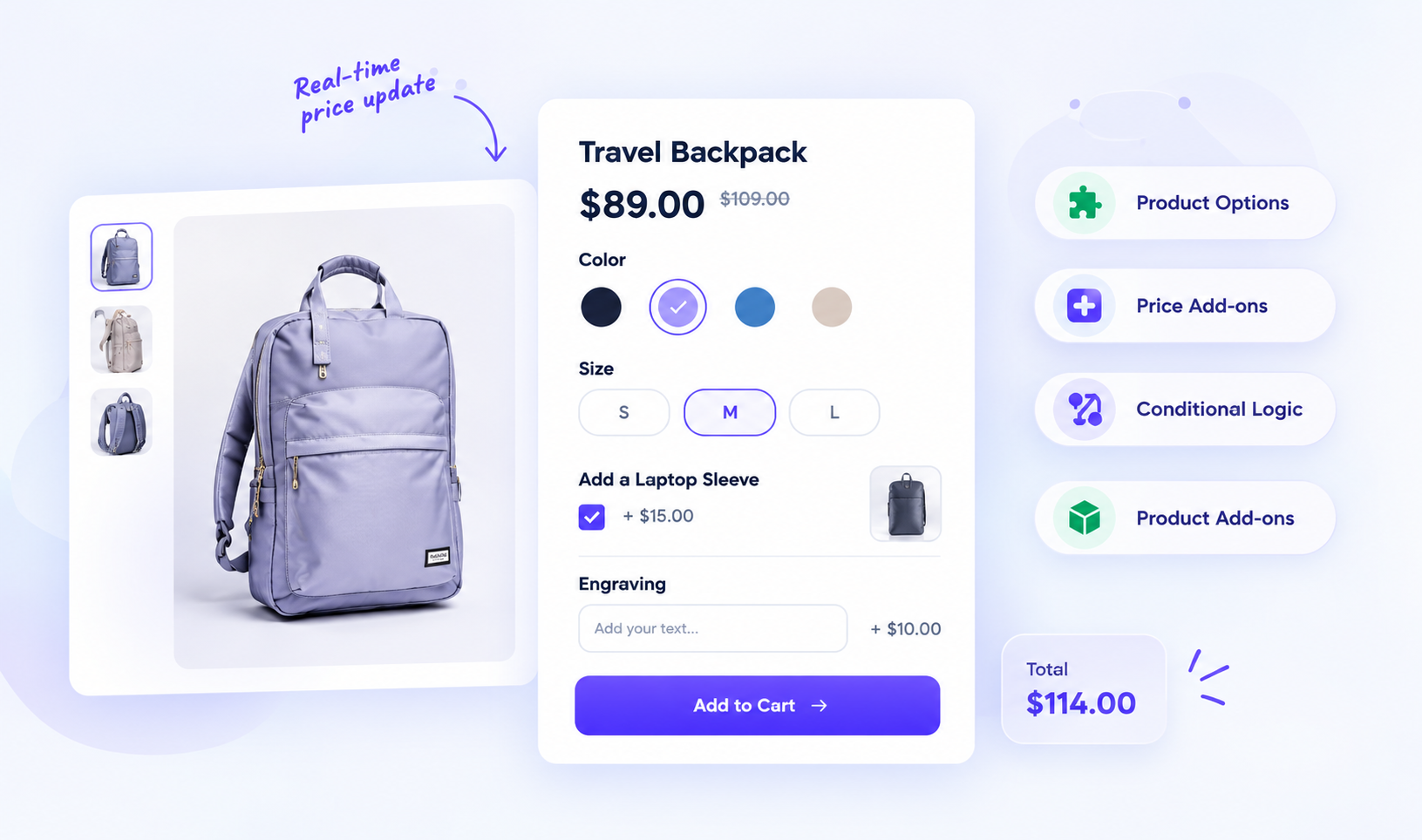 SB Custom Product Fields — product options preview